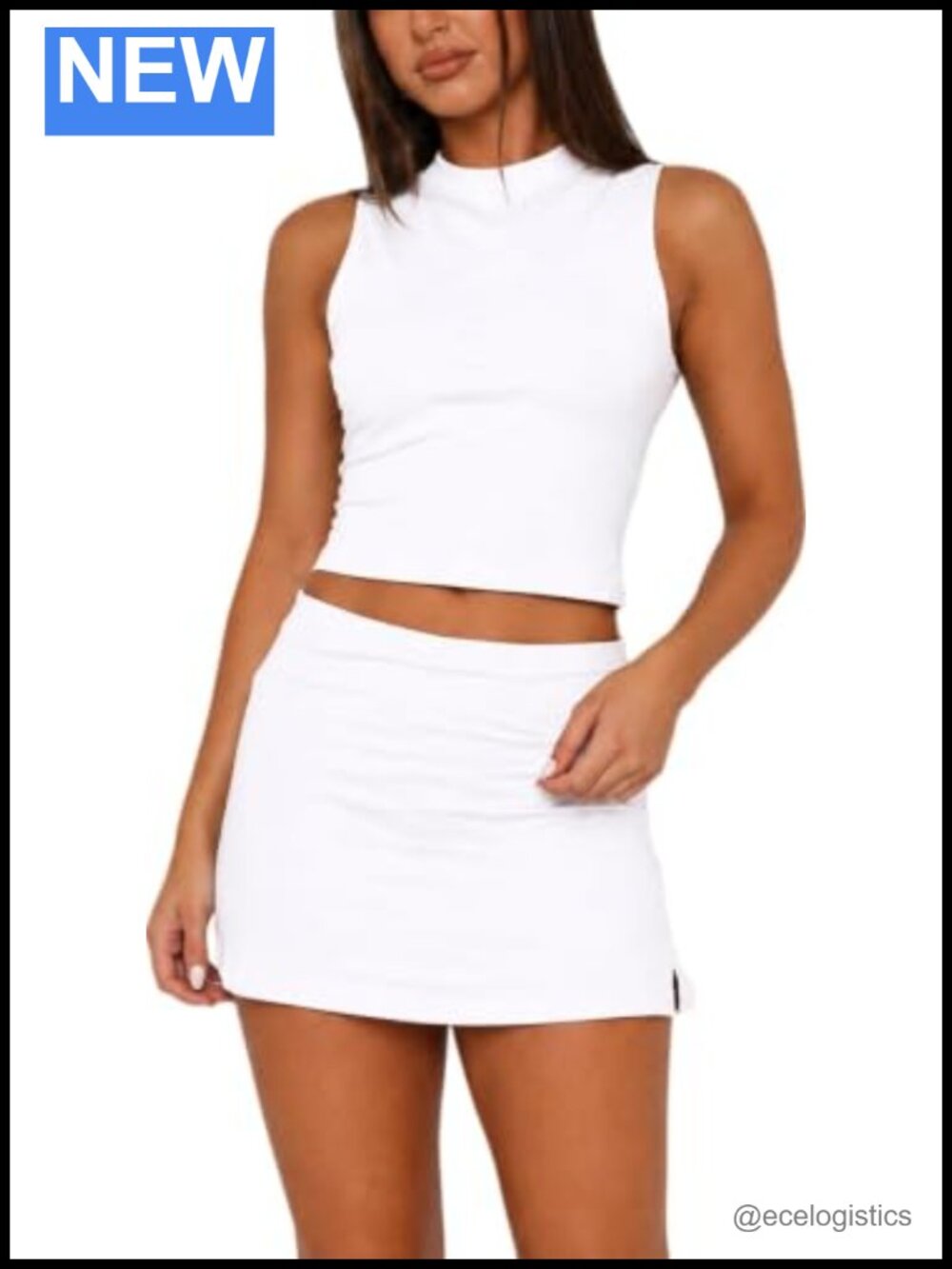 Women Two Piece Outfit Crop Top Bodycon Mini Skort Set Sleeveless Y2K Stripe